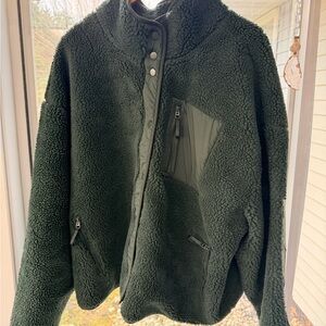 Fabletics Dark Green Teddy Jacket